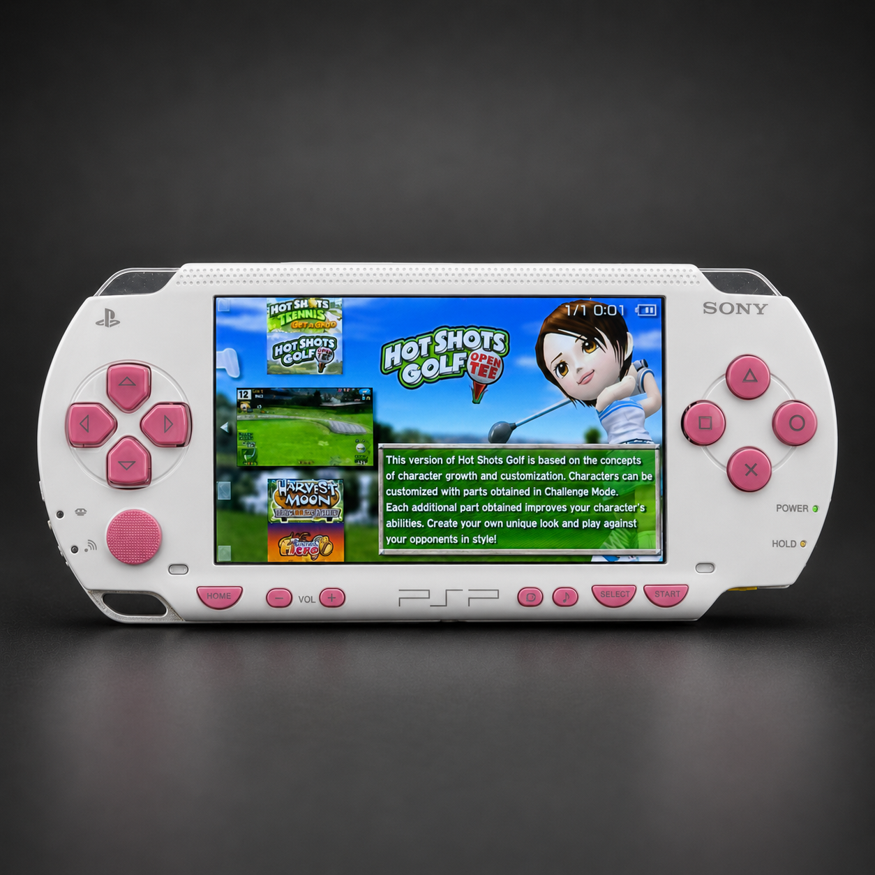 PSP 1000 (128GB) – 1050 Games | Pink and White w/ IPS SCREEN