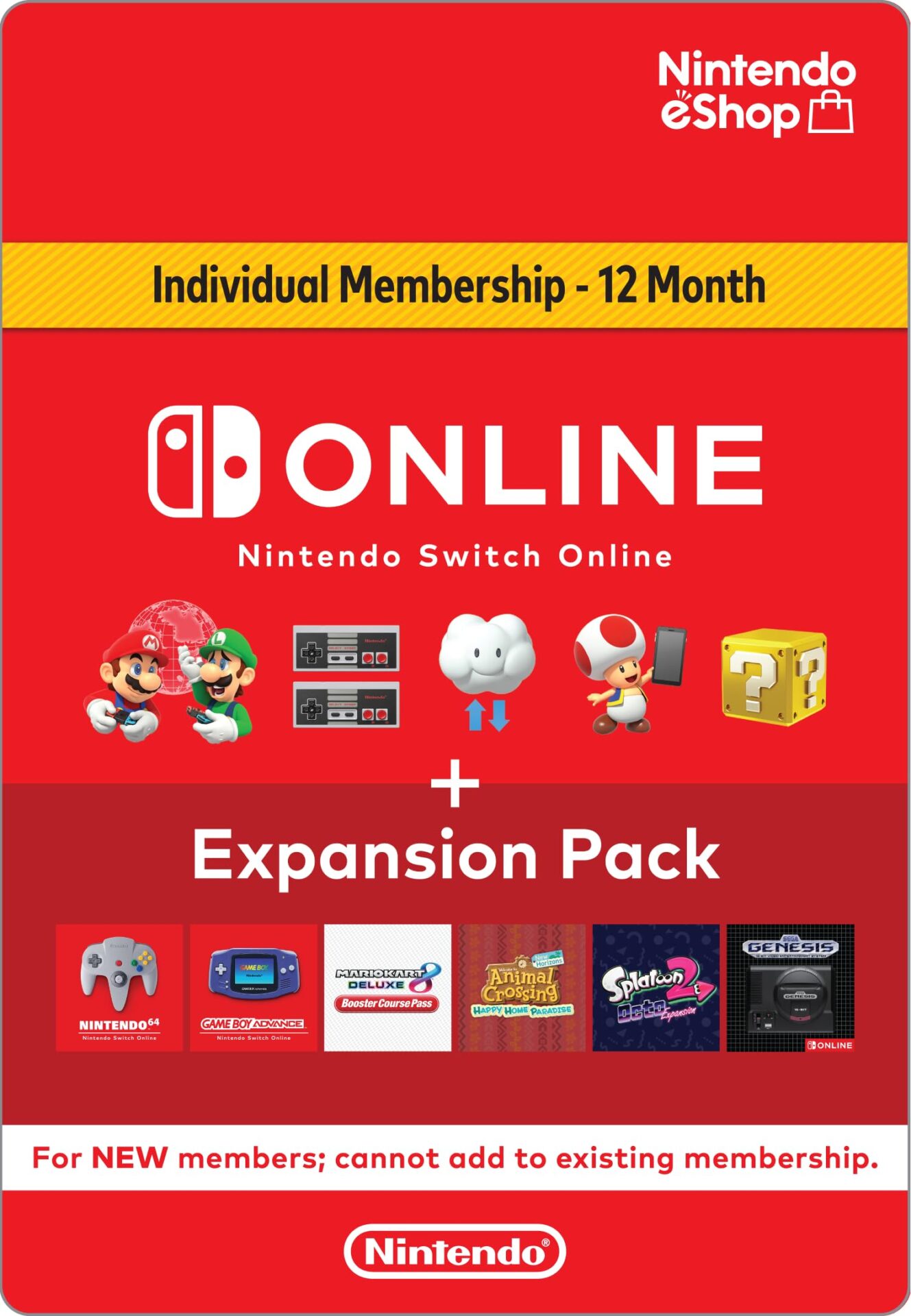 Nintendo Switch Online + Expansion Pack - One Year Individual Membership