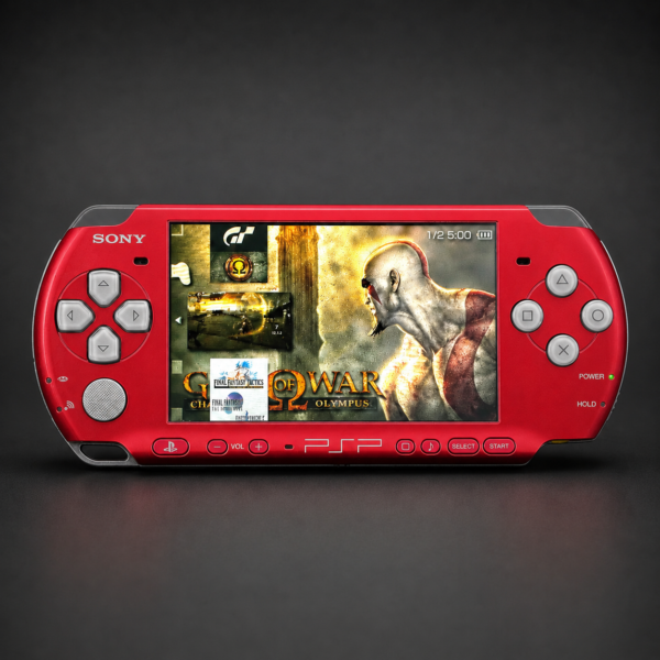 PSP 3000 (128GB) – 1050 Games | Red, Silver and Black w/ IPS Screen