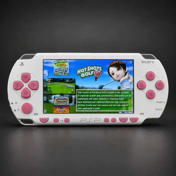 PSP 1000 (128GB) – 1050 Games | Pink and White w/ IPS SCREEN
